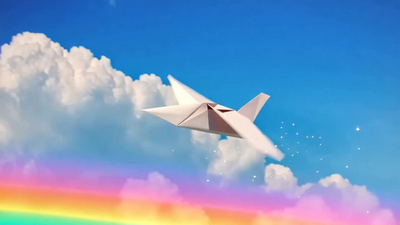 蓝天白云天空纸飞机童年视频视频实拍