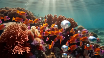 海底珊瑚大海鱼群生物视频实拍素材