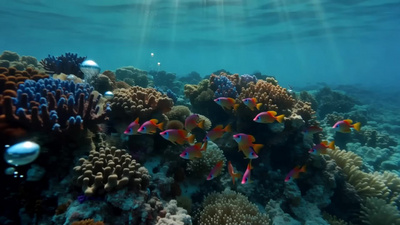 大海实拍视频素材海底大海珊瑚鱼群生物视频实拍视频素材