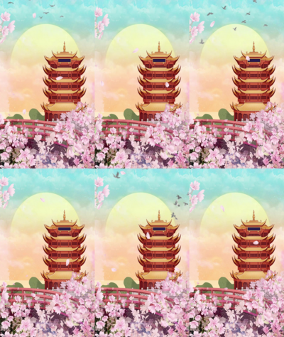 原创古风春天樱花季赏花竖版竖屏视频AE模板