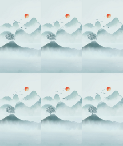 竖屏中国风唯美水墨山水画竖版视频海报背景
