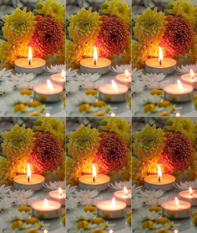4K清明节菊花蜡烛祭祖AI视频素材