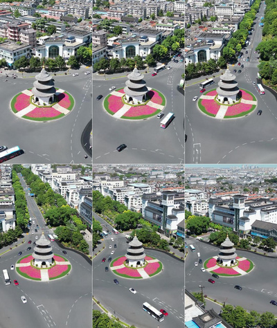 竖版航拍江苏扬州文昌阁地标建筑