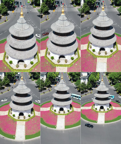 竖版航拍江苏扬州文昌阁地标建筑