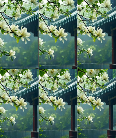 清明实拍视频素材4k清明时节雨中的玉兰花素材