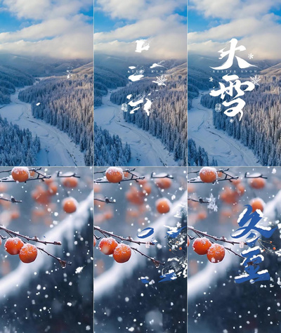 高清视频素材冬季大雪冬至节气风景ae模板视频