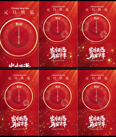 高清视频素材2026跨年时钟元旦祝福视频