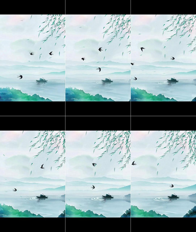 小清新清明水墨山水蓝色中国风清明节海报背景视频背景
