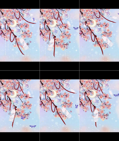 春天樱花开花风铃风景蓝色唯美背景视频背景