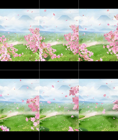 夏天夏季春季樱花桃花乡间田园唯美风景花朵花视频背景