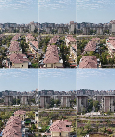 竖屏航拍城市别墅住宅小区航拍实拍素材