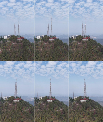 竖屏航拍高山5G信号塔航拍视频实拍