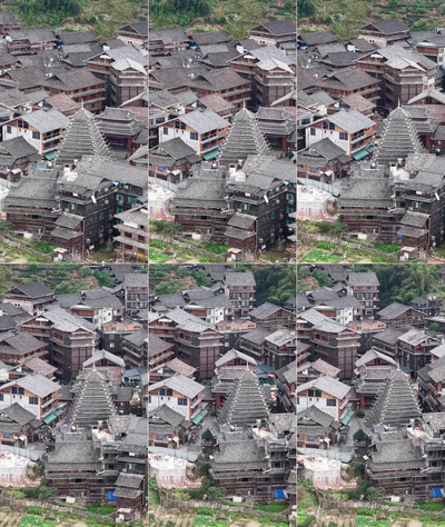 实拍视频素材竖屏航拍程阳八寨少数民族木房子建筑航拍实拍视频素材