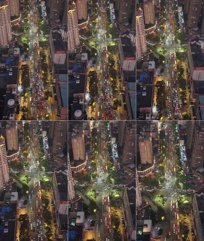 城市实拍视频素材城市夜景拥堵交通岳阳航拍视频实拍