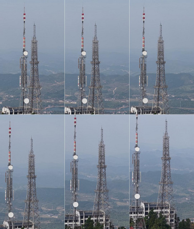 竖屏航拍高山5G信号塔航拍实拍素材