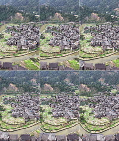 实拍视频素材竖屏航拍程阳八寨少数民族木房子建筑航拍实拍素材