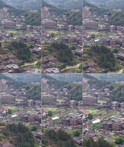 竖屏航拍侗族特色建筑程阳八寨风景航拍实拍素材