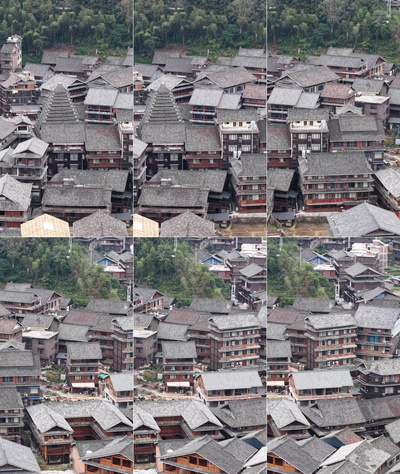 竖屏航拍侗族特色建筑程阳八寨风景航拍实拍视频素材