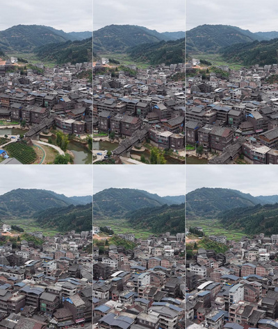 竖屏航拍侗族特色建筑程阳八寨风景航拍实拍素材