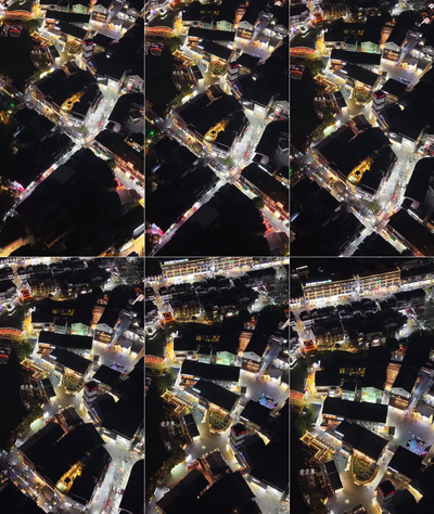 实拍视频素材竖屏航拍俯拍阳朔西街夜景实拍素材