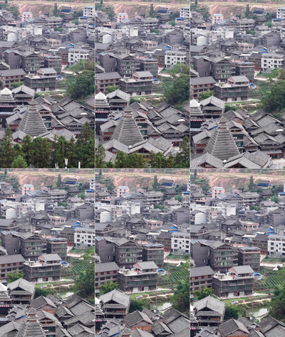 竖屏航拍程阳八寨少数民族木房子建筑航拍视频实拍