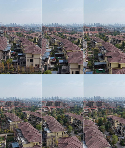 实拍视频素材竖屏航拍城市别墅住宅小区航拍实拍素材