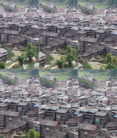 竖屏航拍侗族特色建筑程阳八寨风景航拍实拍素材