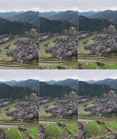 竖屏航拍程阳八寨少数民族木房子建筑航拍实拍视频素材