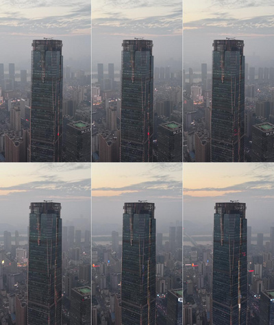 竖屏航拍长沙晚霞夜景航拍实拍视频素材