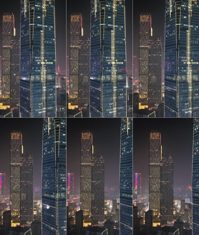 竖屏航拍长沙世贸大厦夜景航拍实拍视频素材