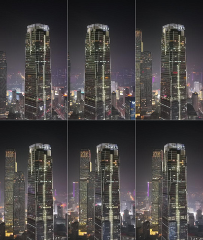 竖屏航拍长沙世贸大厦夜景航拍实拍素材