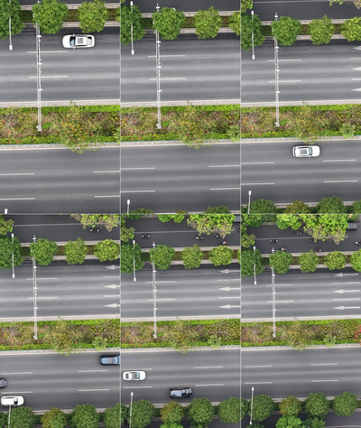 竖屏航拍俯拍城市大道交通车辆行驶视频实拍
