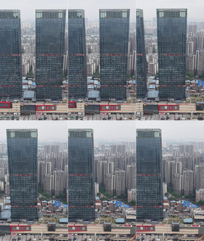 竖屏航拍广西南宁东盟商务区建筑实拍视频素材