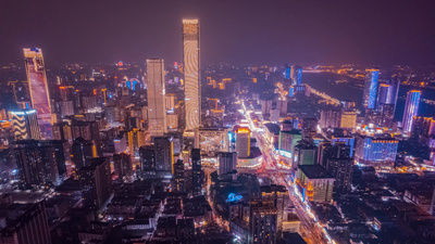 8K震撼长沙城市夜景天际线繁华城市延时