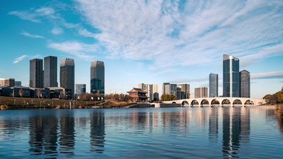 北京通州京杭大运河大光楼七孔桥城市建设