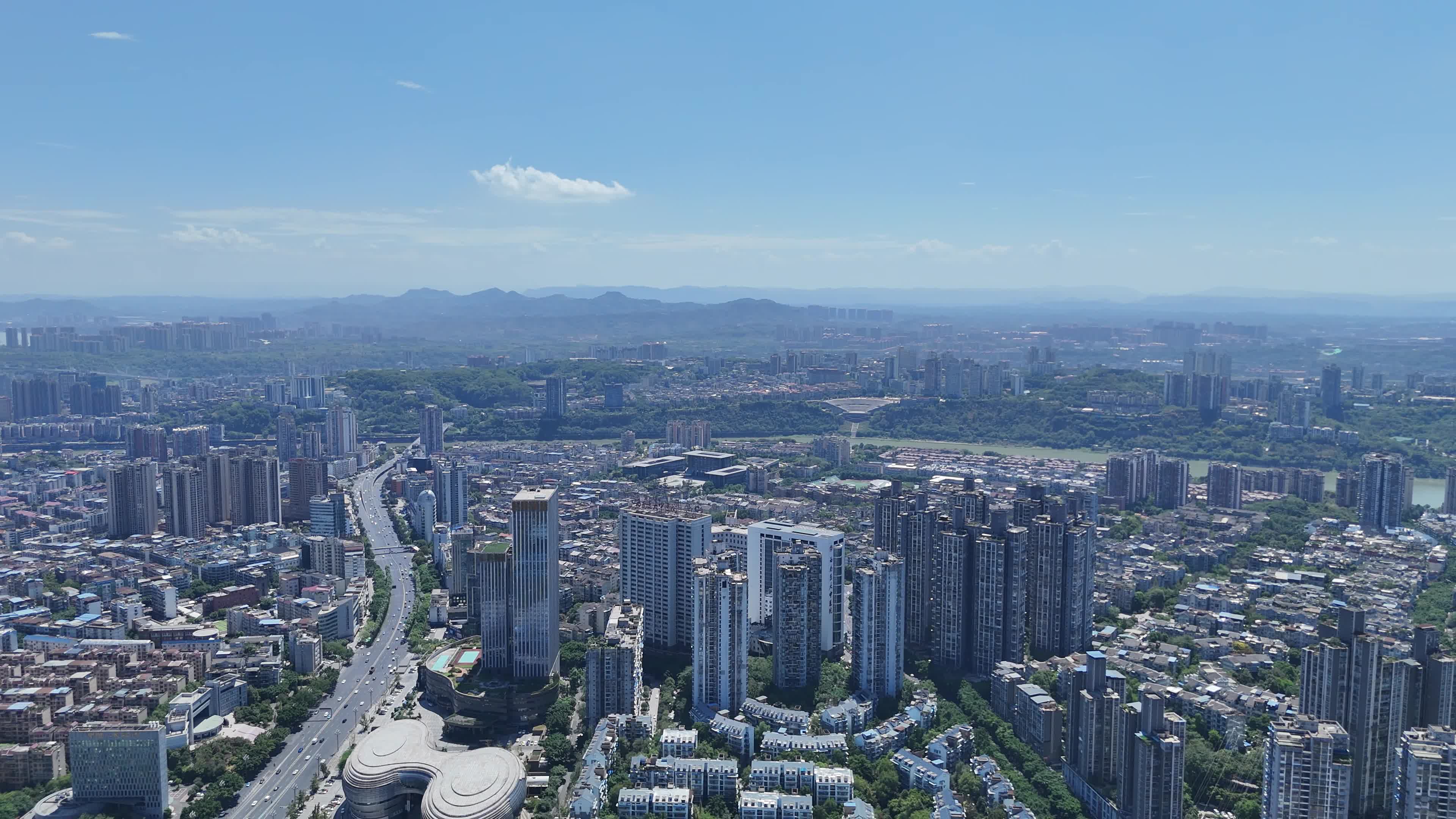 航拍四川泸州城市风光