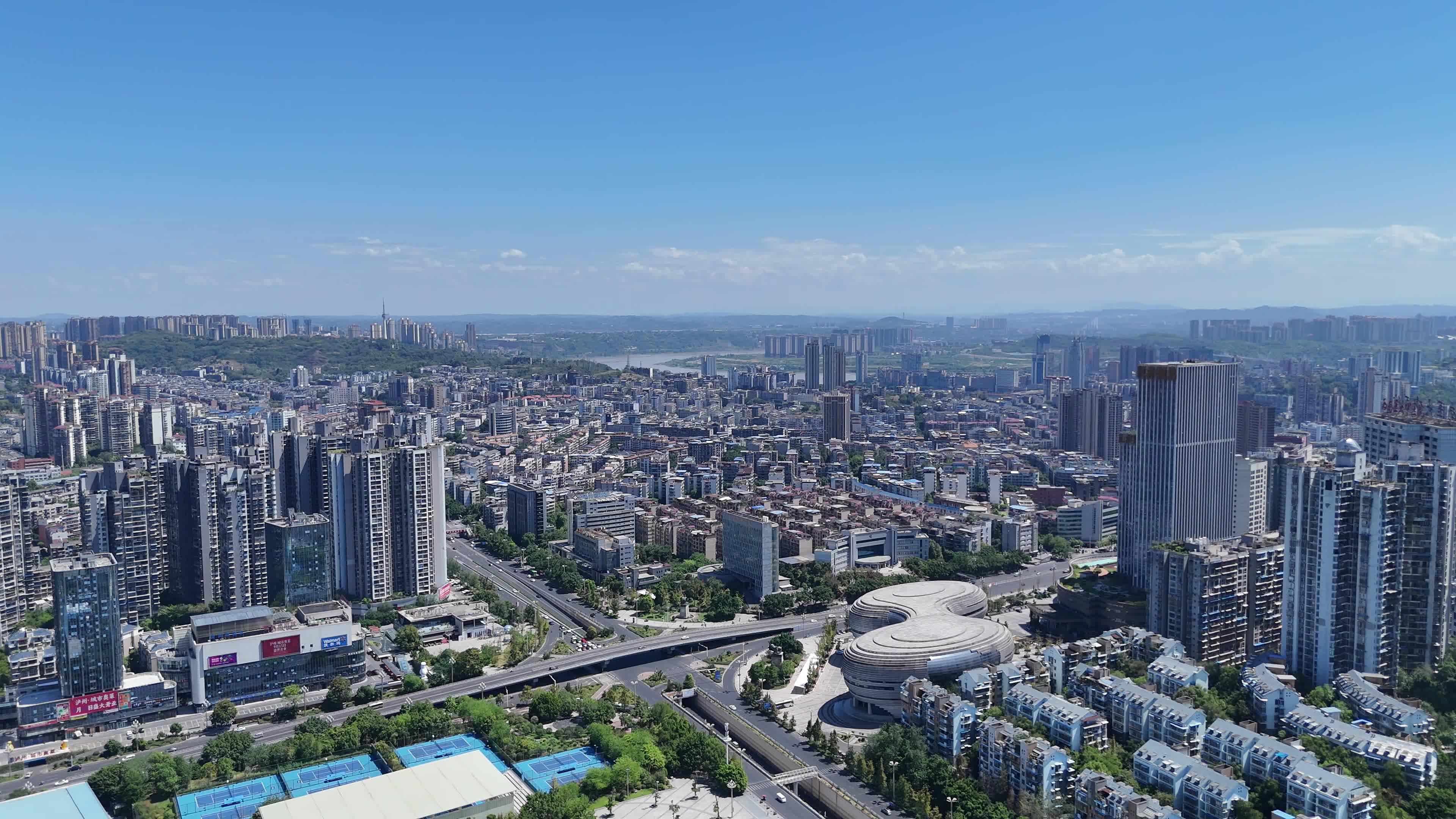 航拍四川泸州城市风光