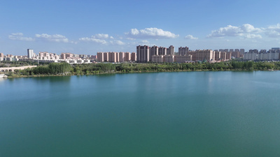 甘肃张掖城市大景全景高清航拍
