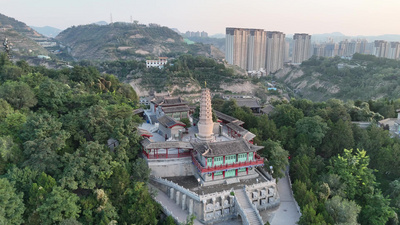 甘肃兰州白塔寺航拍素材