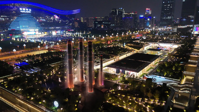 四川成都SKP生机之塔夜景航拍