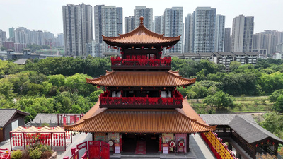 重庆磁器口古镇文昌阁航拍