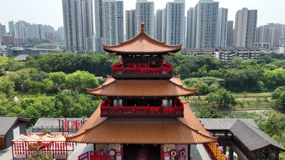 重庆磁器口古镇文昌阁航拍