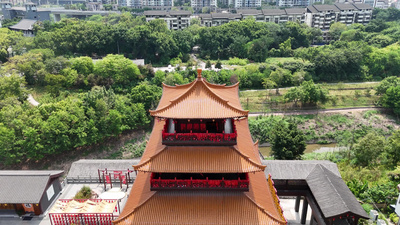 重庆磁器口古镇文昌阁航拍