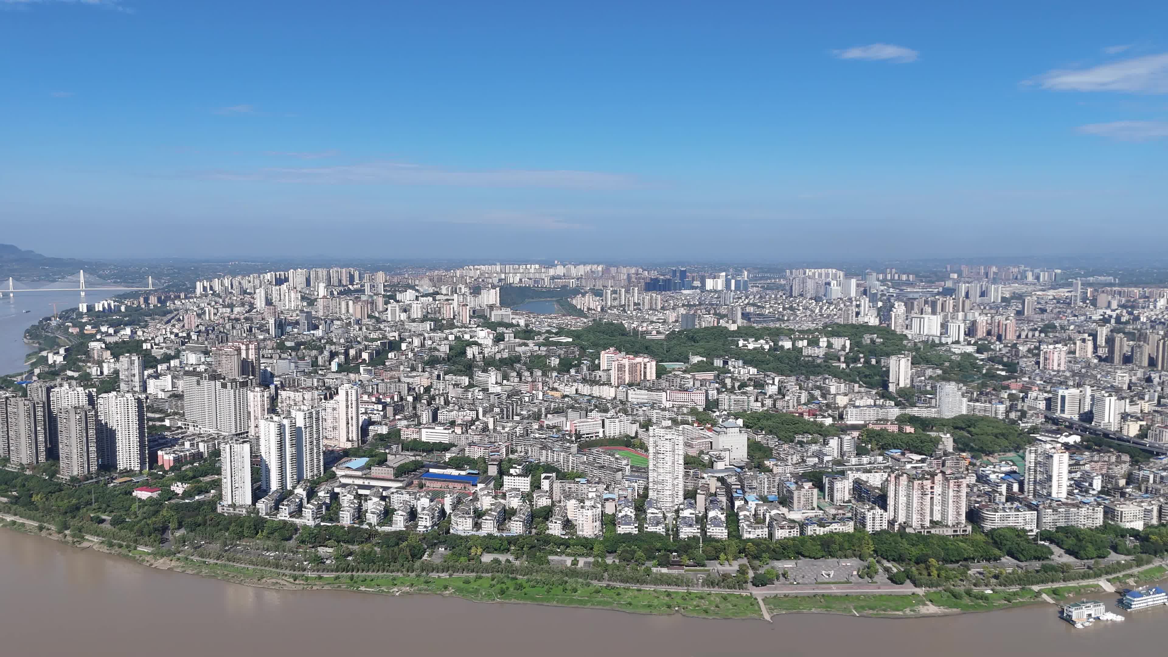 四川泸州城市全景航拍 视频特效素材-千库网