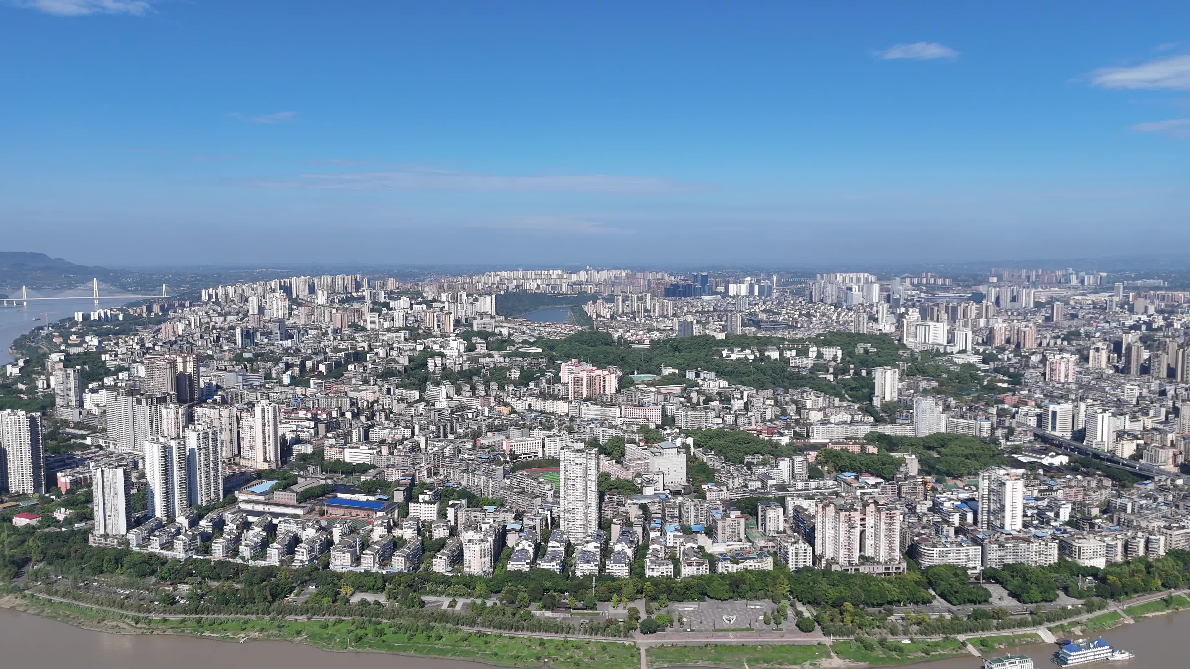 四川泸州城市全景航拍 视频特效素材-千库网