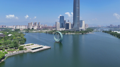 香妃园实拍视频素材福建厦门园博园海上生明月航拍