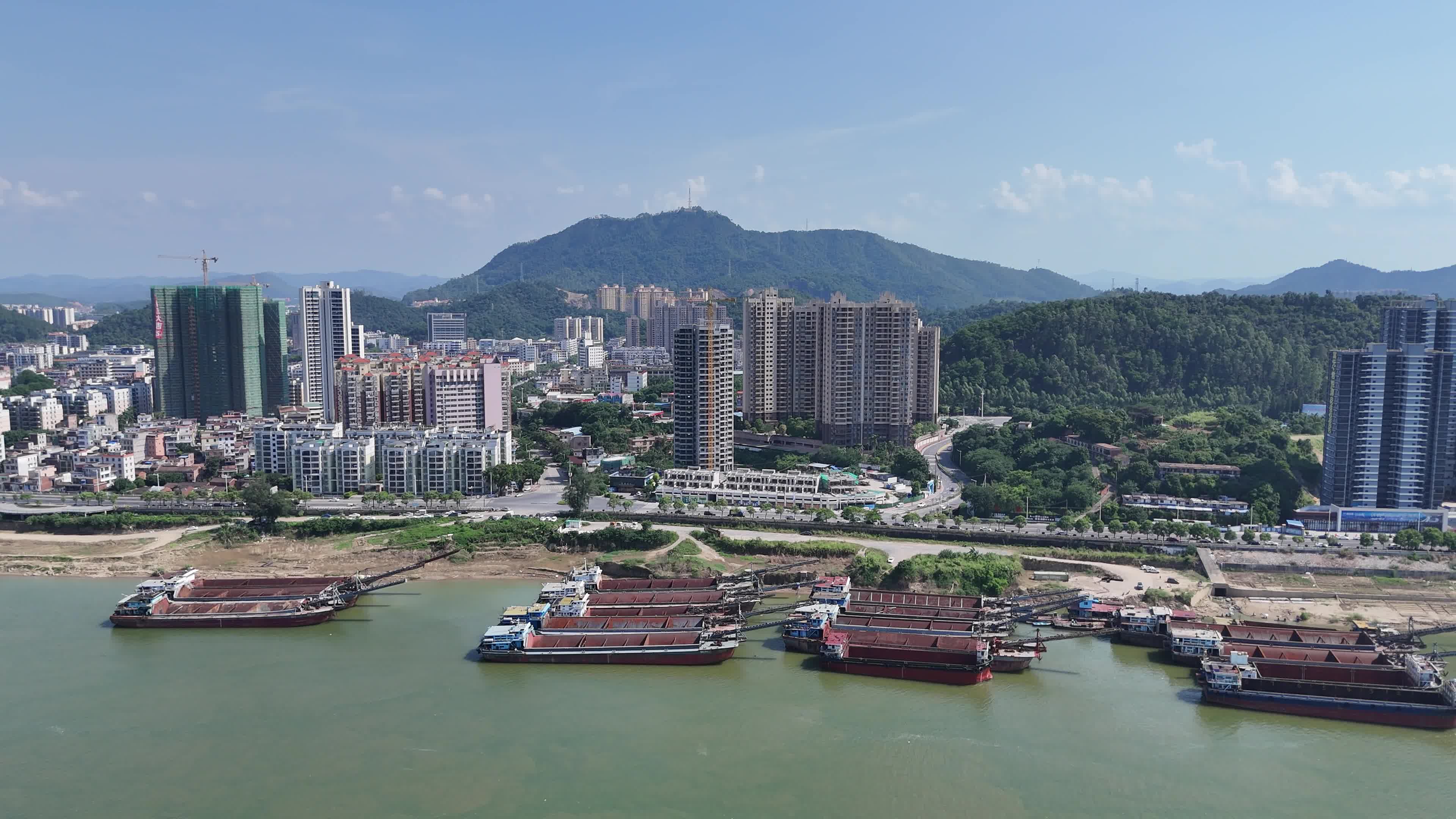 广东肇庆西江风光航拍 视频特效素材