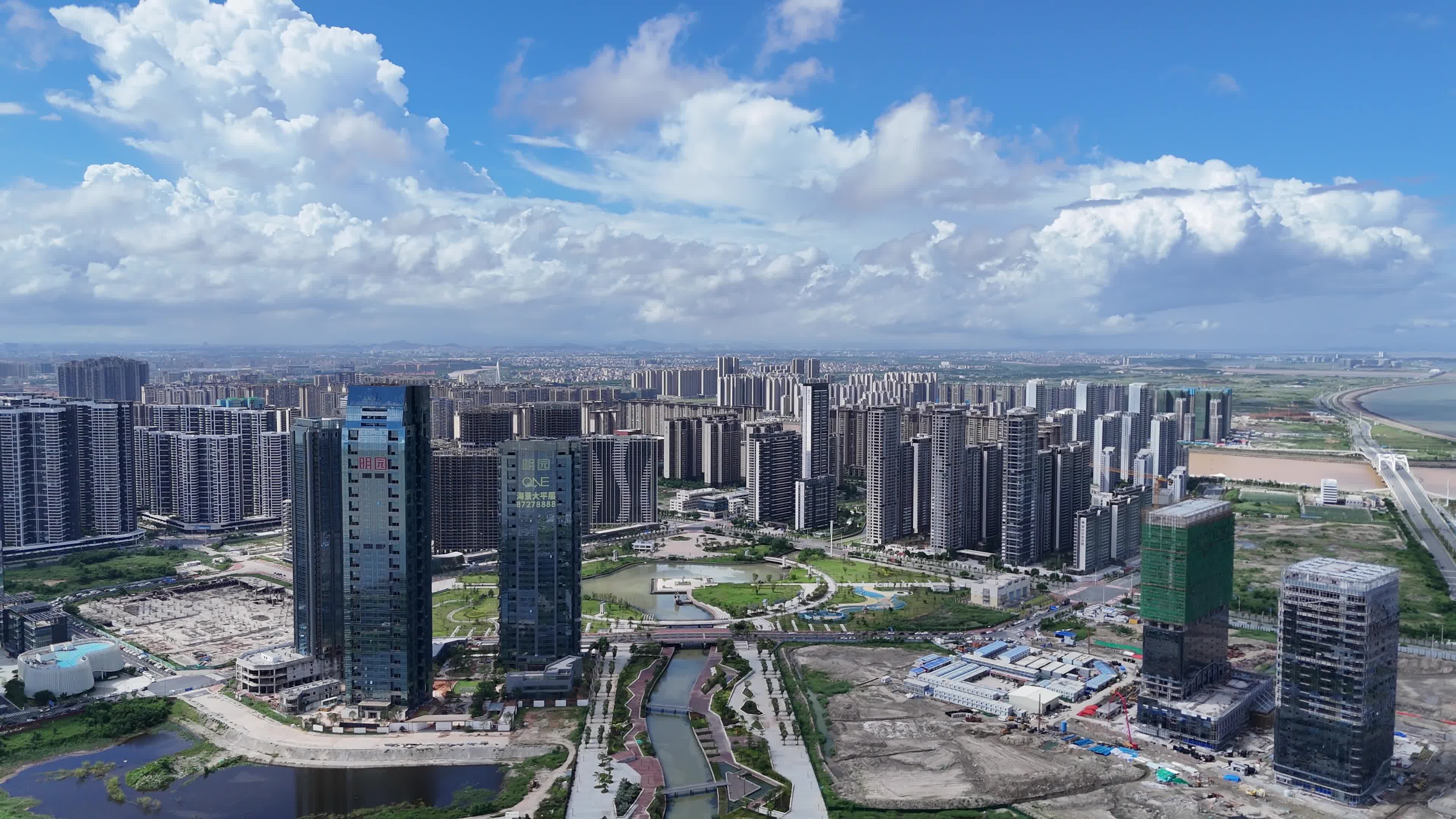 广东汕头新城城市建设航拍