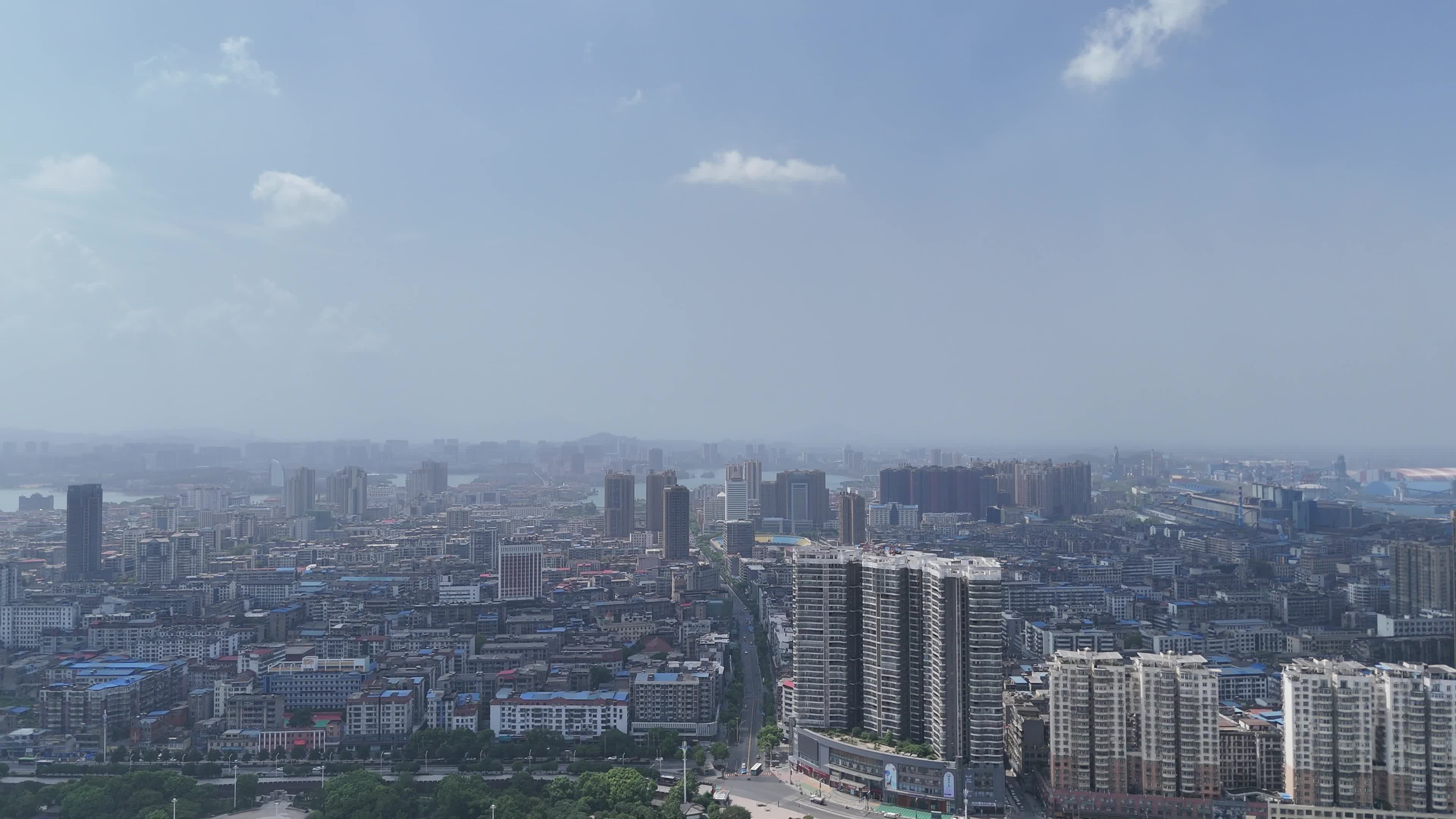 湖北鄂州城市大景航拍 视频特效素材-千库网