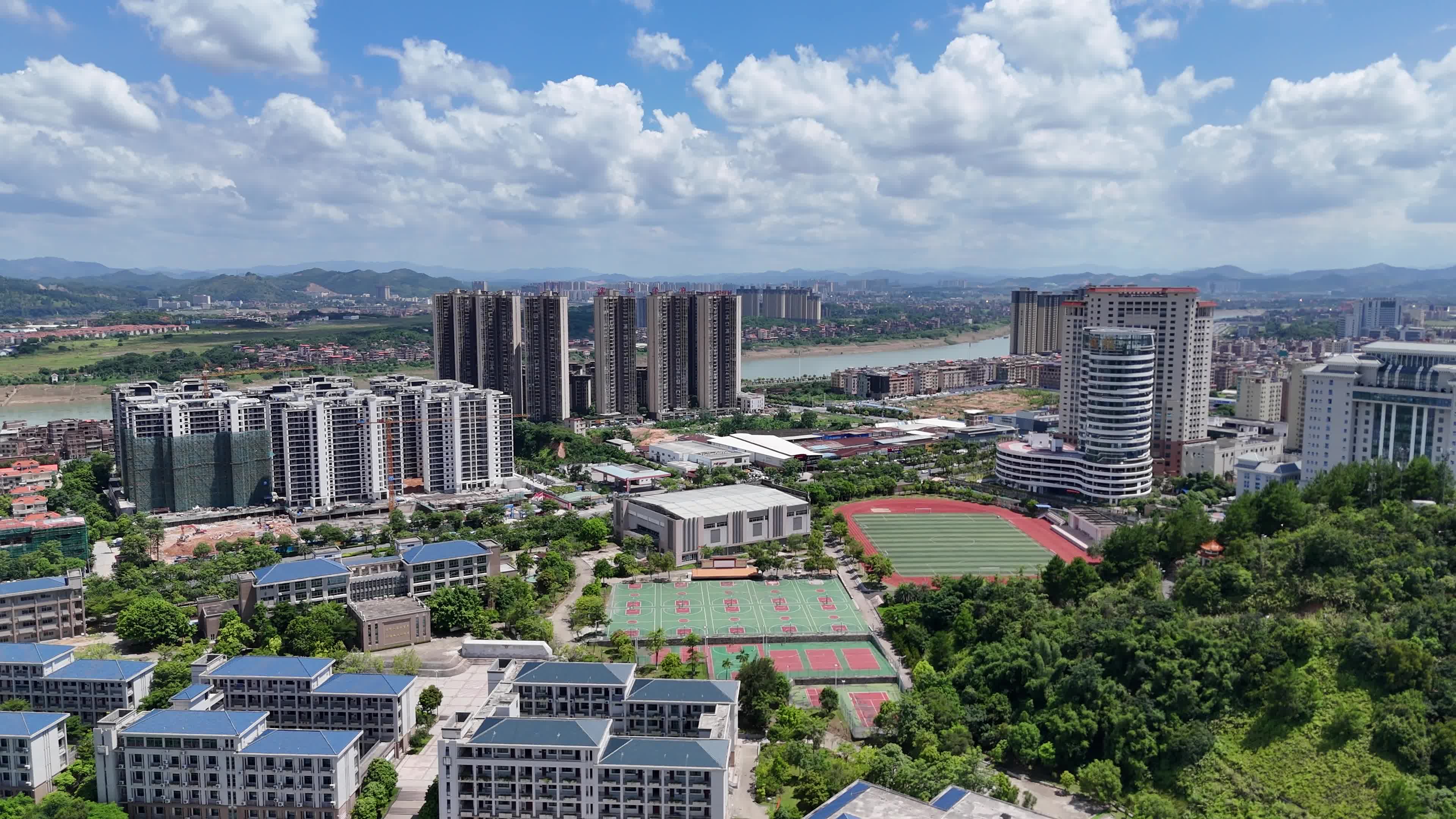 广西梧州职业学院航拍 视频特效素材